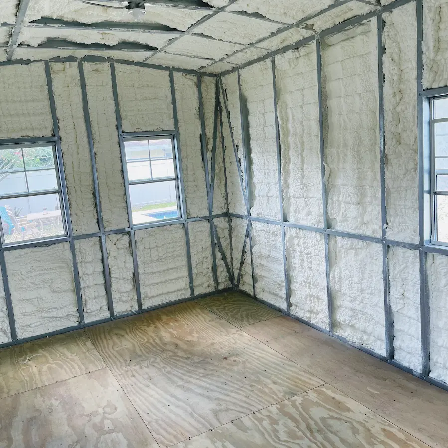 Closed-cell spray foam insulation applied to wall cavities in a residential project in Texarkana